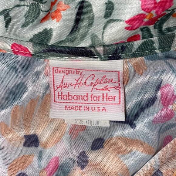 HABAND FOR HER Green Pink Vintage 80s Floral Button Up - Picture 4 of 7